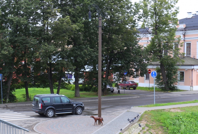 Памятник электрическому фонарю и писающей собачке | Вологда улица Ленина